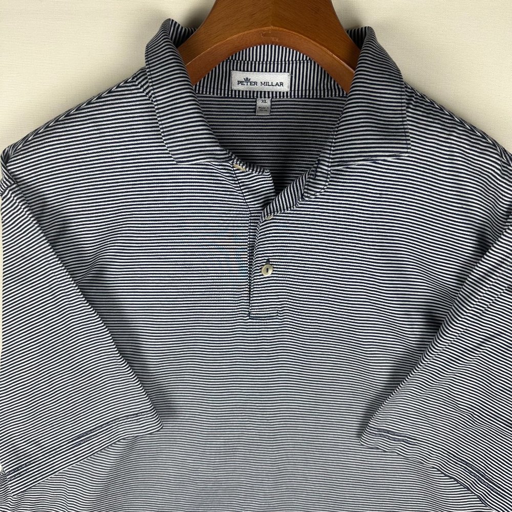 Peter Millar Polo Shirt Mens Extra Large XL Striped Short Sleeve Golf Casual